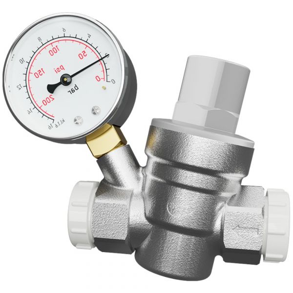 Válvula Redutora de Pressão 3/4 x 1/2 Pol. com Manômetro Blukit