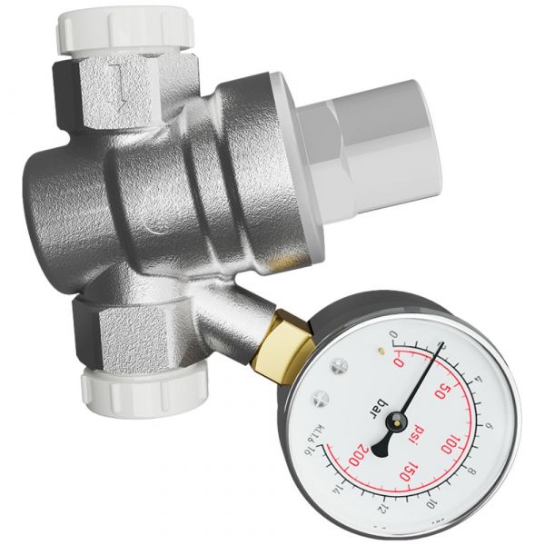 Válvula Redutora de Pressão 3/4 x 1/2 Pol. com Manômetro Blukit