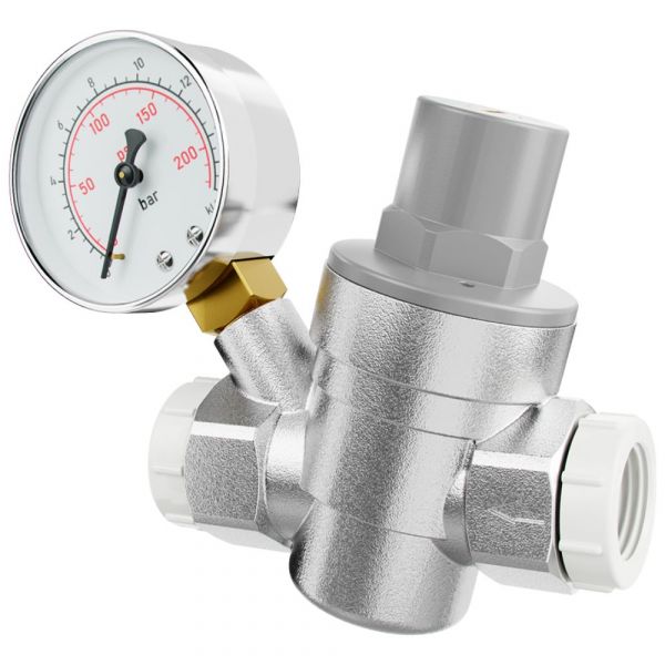 Válvula Redutora de Pressão 3/4 x 1/2 Pol. com Manômetro Blukit