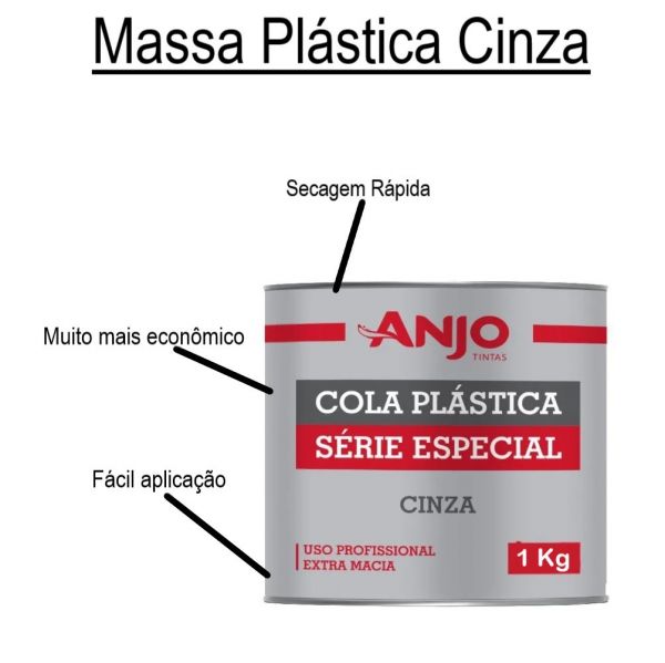 Massa Plástica Cinza Serie Especial 1Kg Anjo