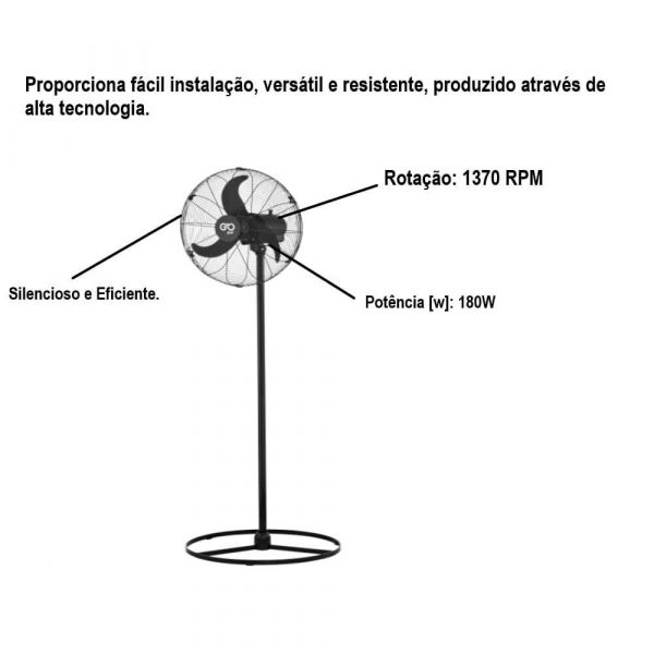 Ventilador De Coluna Preto 60cm Goar  
