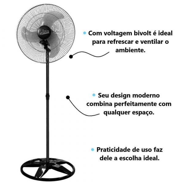 Ventilador Premium Coluna Preto Bivolt 60cm Venti-Delta 
