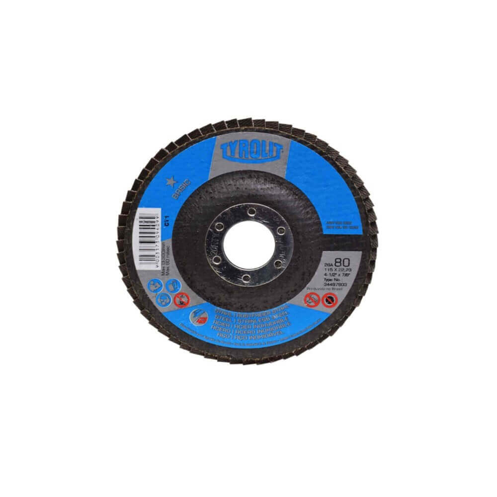 Disco Flap Basic Alumínio 115X22,23mm Gr80 28A Tyrolit