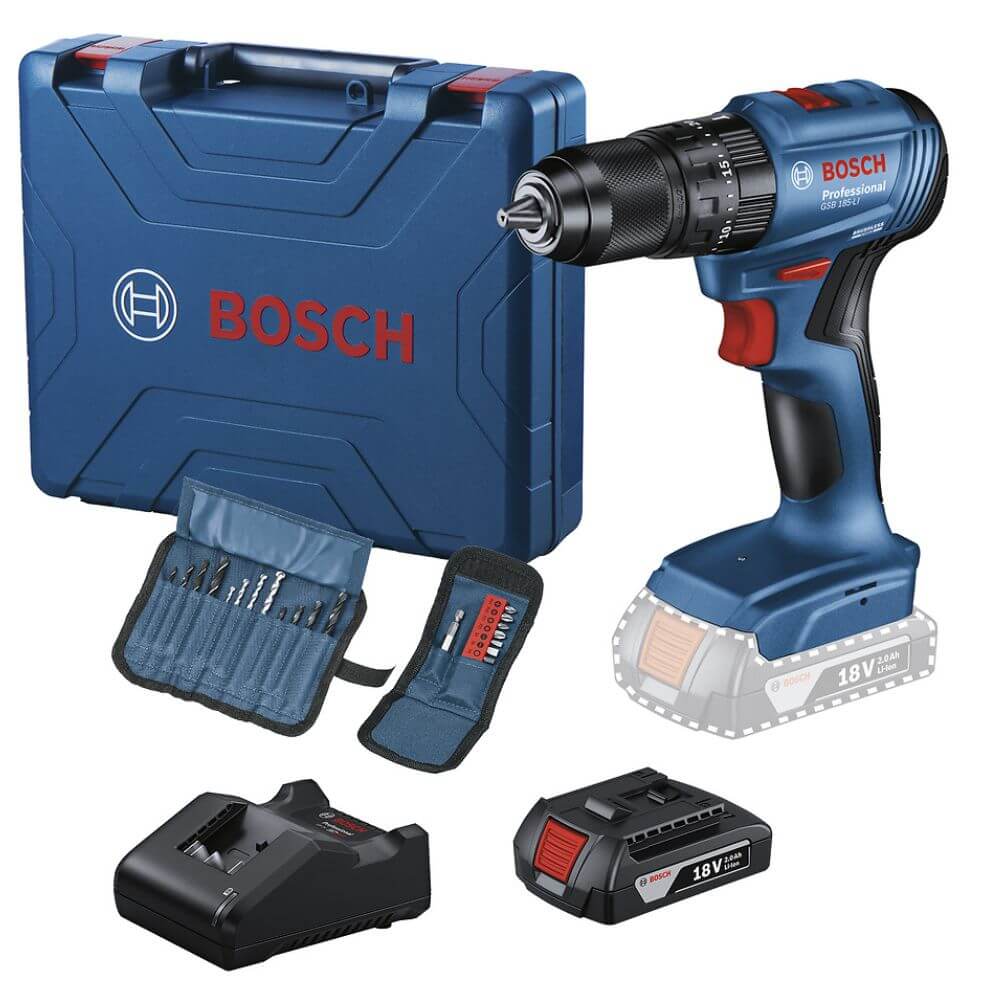 Furadeira Parafusadeira Impacto 18V Bosch GSB185LI-1BX Sem Fio, 1